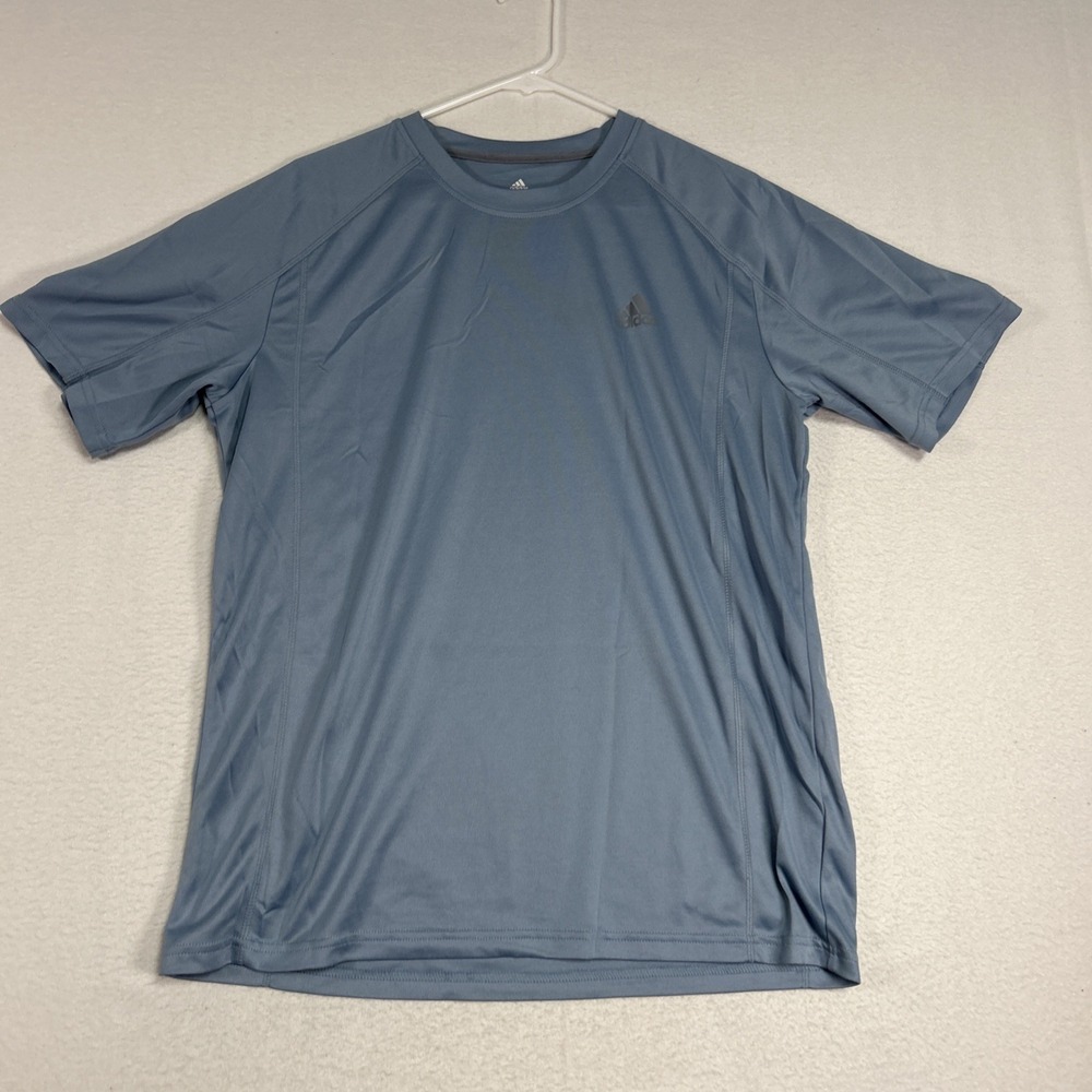 Adidas Shirt Mens Large Blue Climalite Short Sleeve Activewear Breathable CE4659